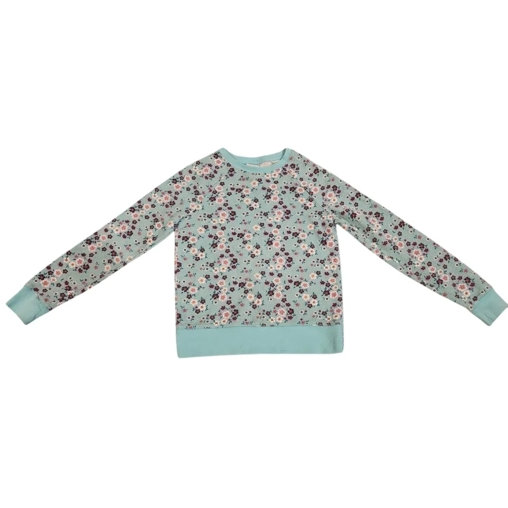 Athletic Works Girl Floral Printed Lightweight Long Sleeve Sweatshirt Size M 7-8